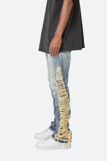 B586 Distressed Flare Denim | Blue