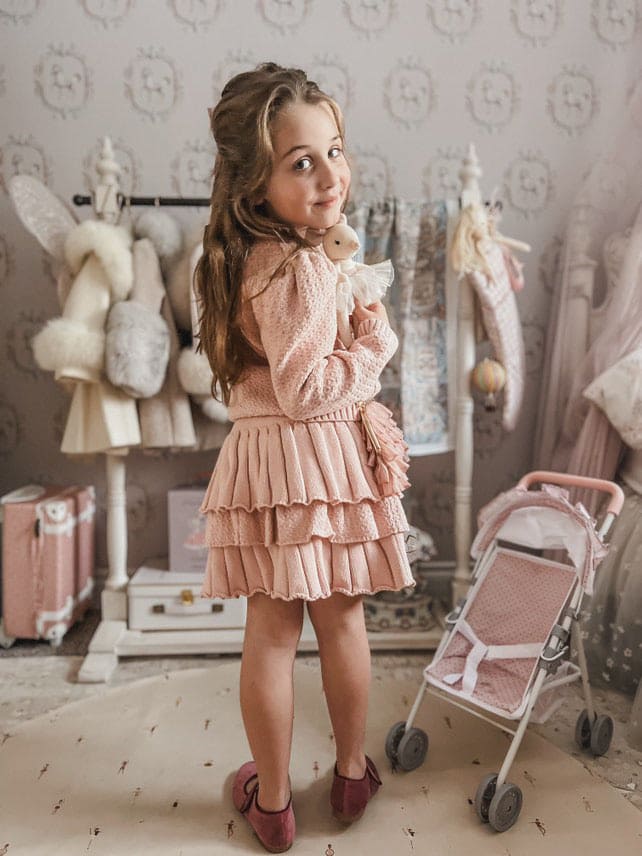 Baby Girls | Julie Knit Cotton Top and Skirt Set | Pink