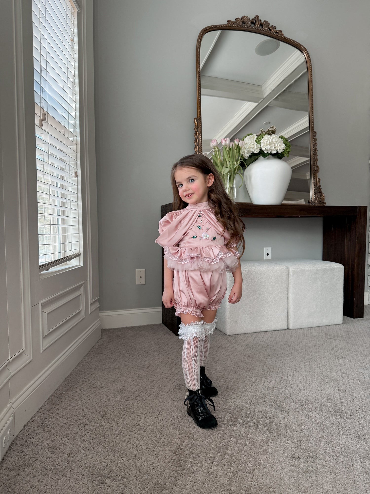 Baby Girls | Satin Ballerina Romper | Pink