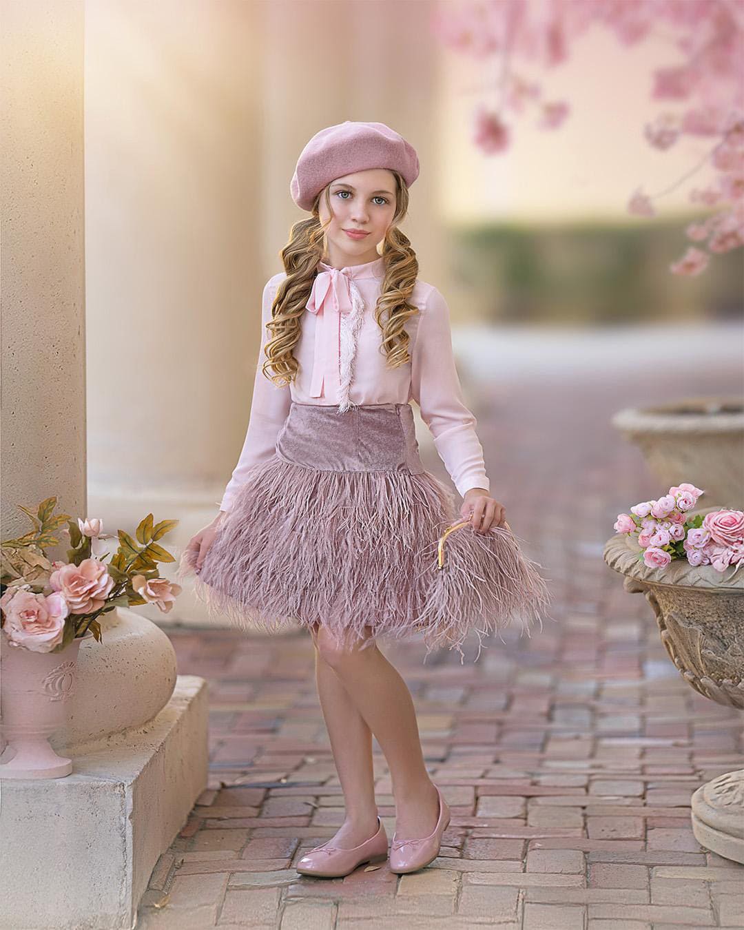 Baby Girls | Feather Skirt | Dusty Pink