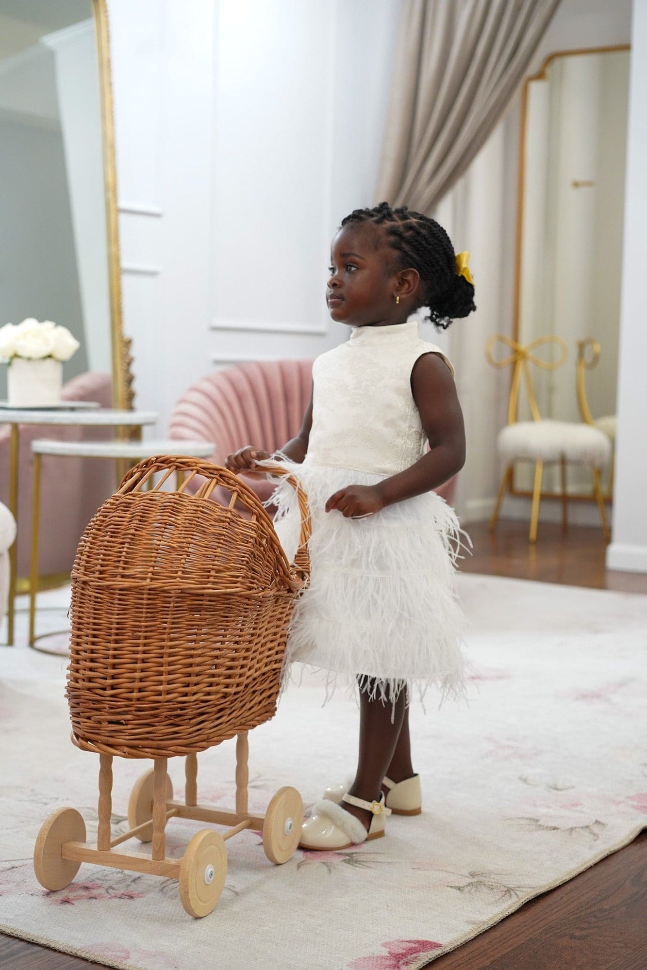 Baby Girls | Eliza Feather Dress | Ivory