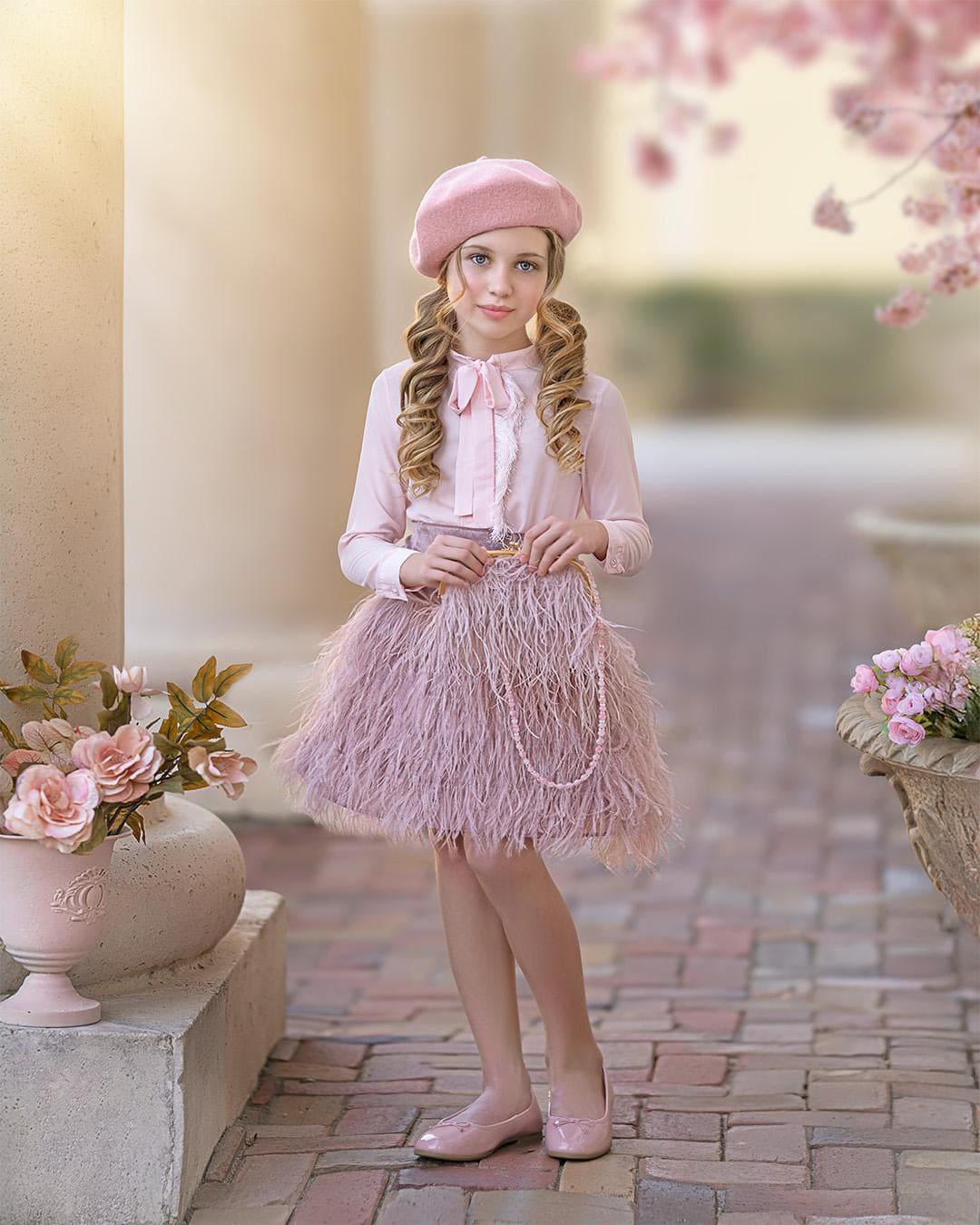 Baby Girls | Feather Skirt | Dusty Pink