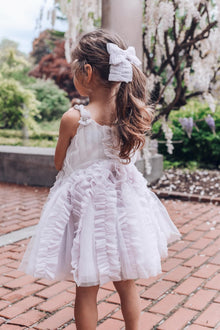 Ariel Ruffle Tulle Hair Bow | White
