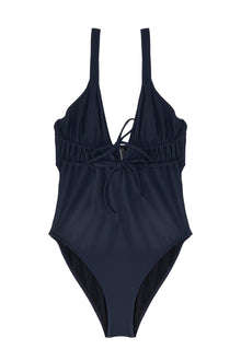 Tori Triangle Tie Detailed One Piece Suit | Deep Blue