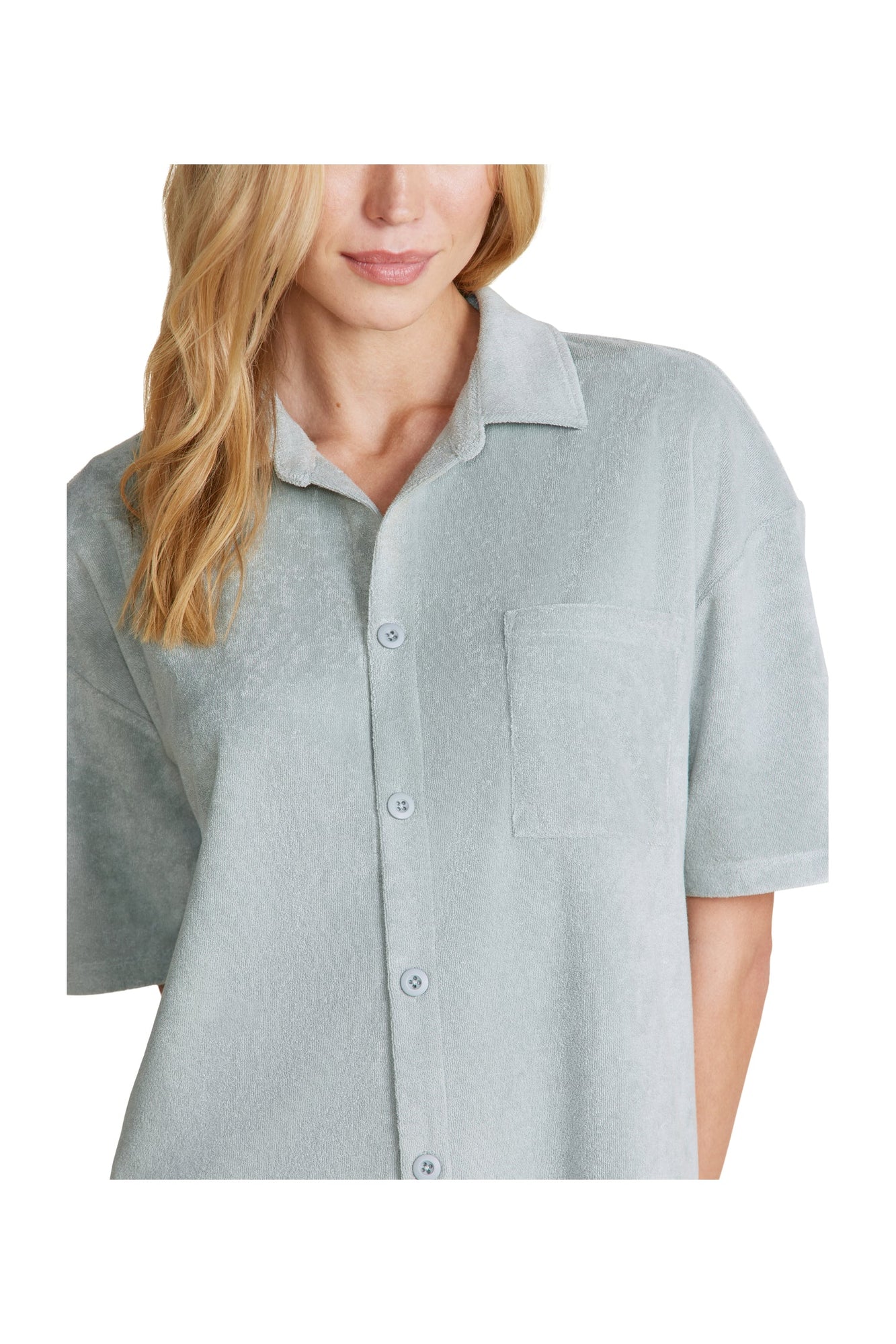 Womens | Cozyterry Button Down Shirt | Beach Glass