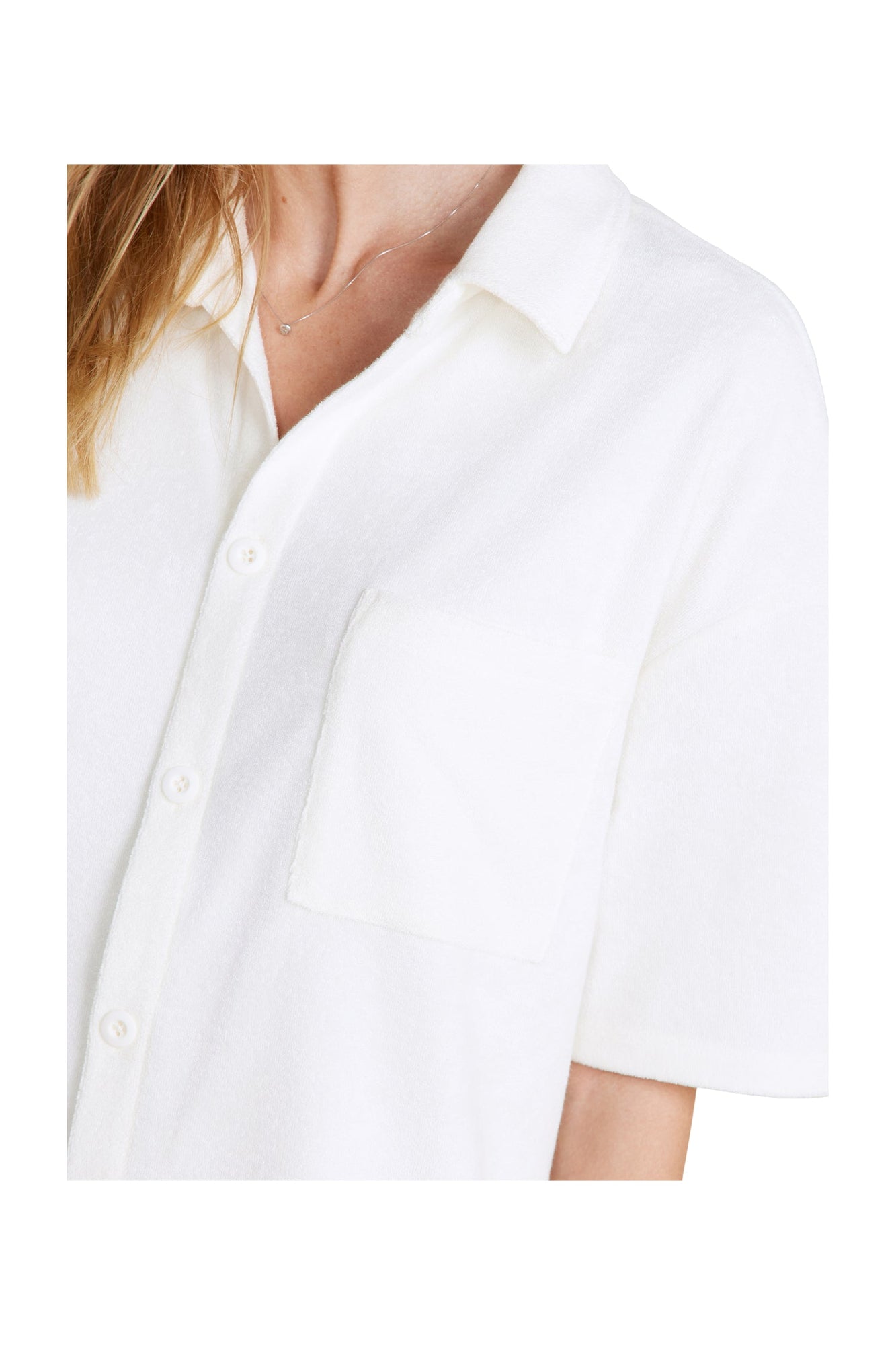 Womens | Cozyterry Button Down Shirt | Pearl