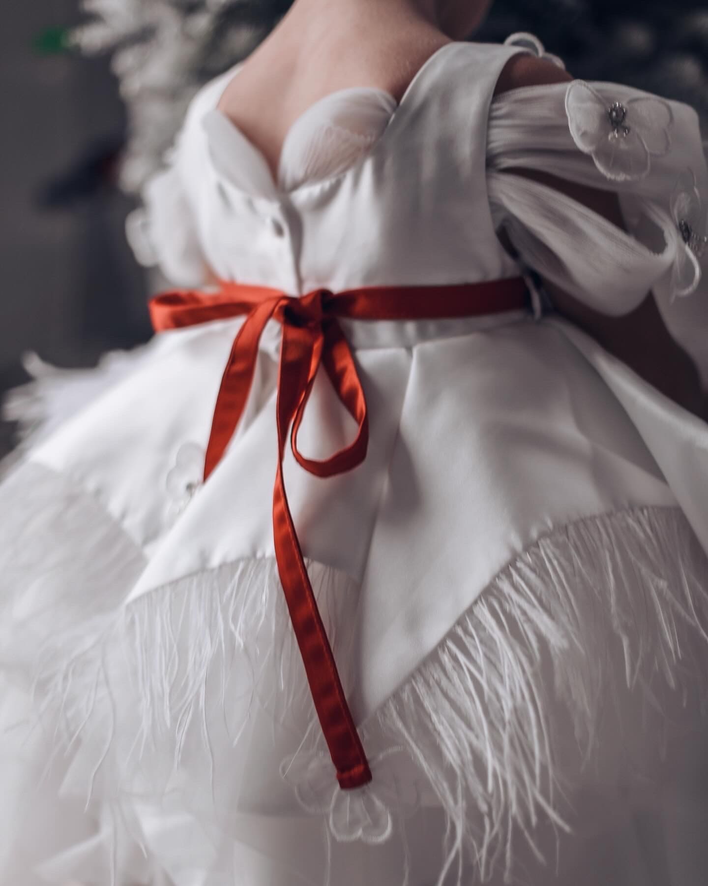 Baby Girls | Constanza Ceremony Dress with Bow | White & Red