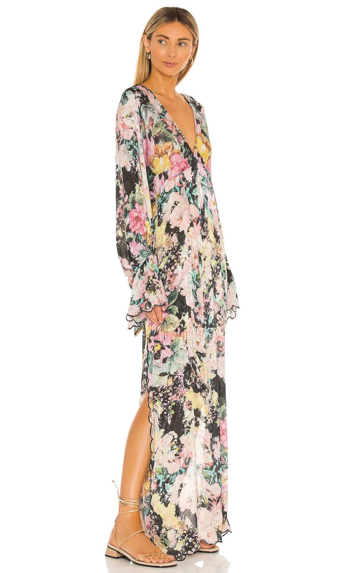 Hemant And Nandita | Teien Viscose Self Crepe Kaftan | Black