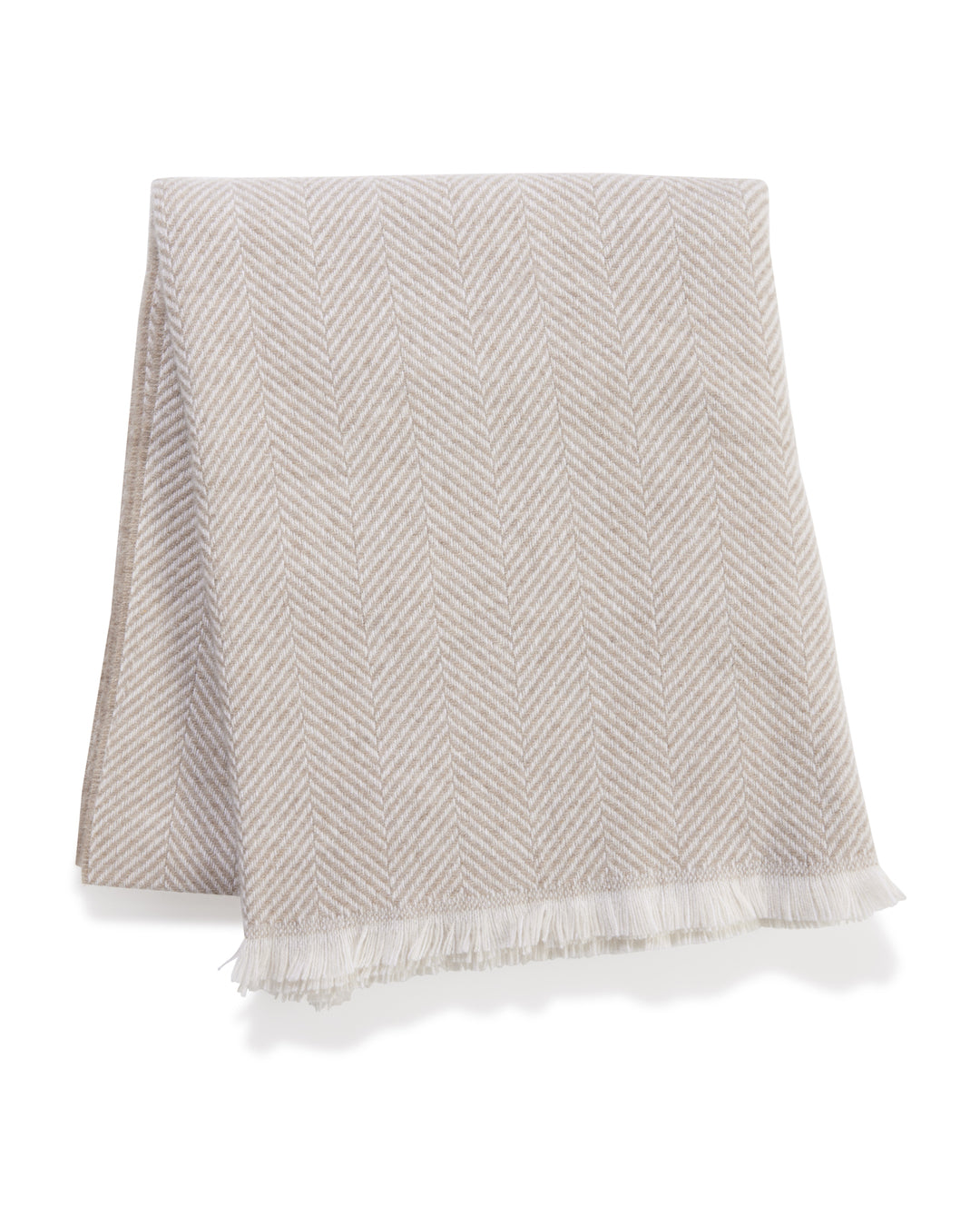 Amicale Cashmere | Cashmere Blend Herringbone Throw | Beige