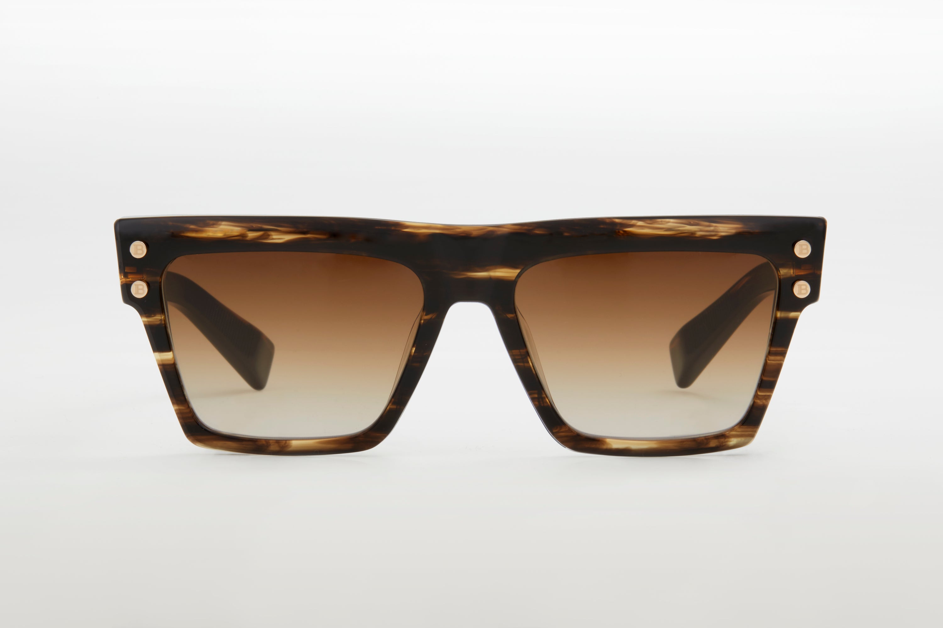 Unisex | B - V Sunglass | Dark Brown Swirl - White Gold | Dark Brown Gradient
