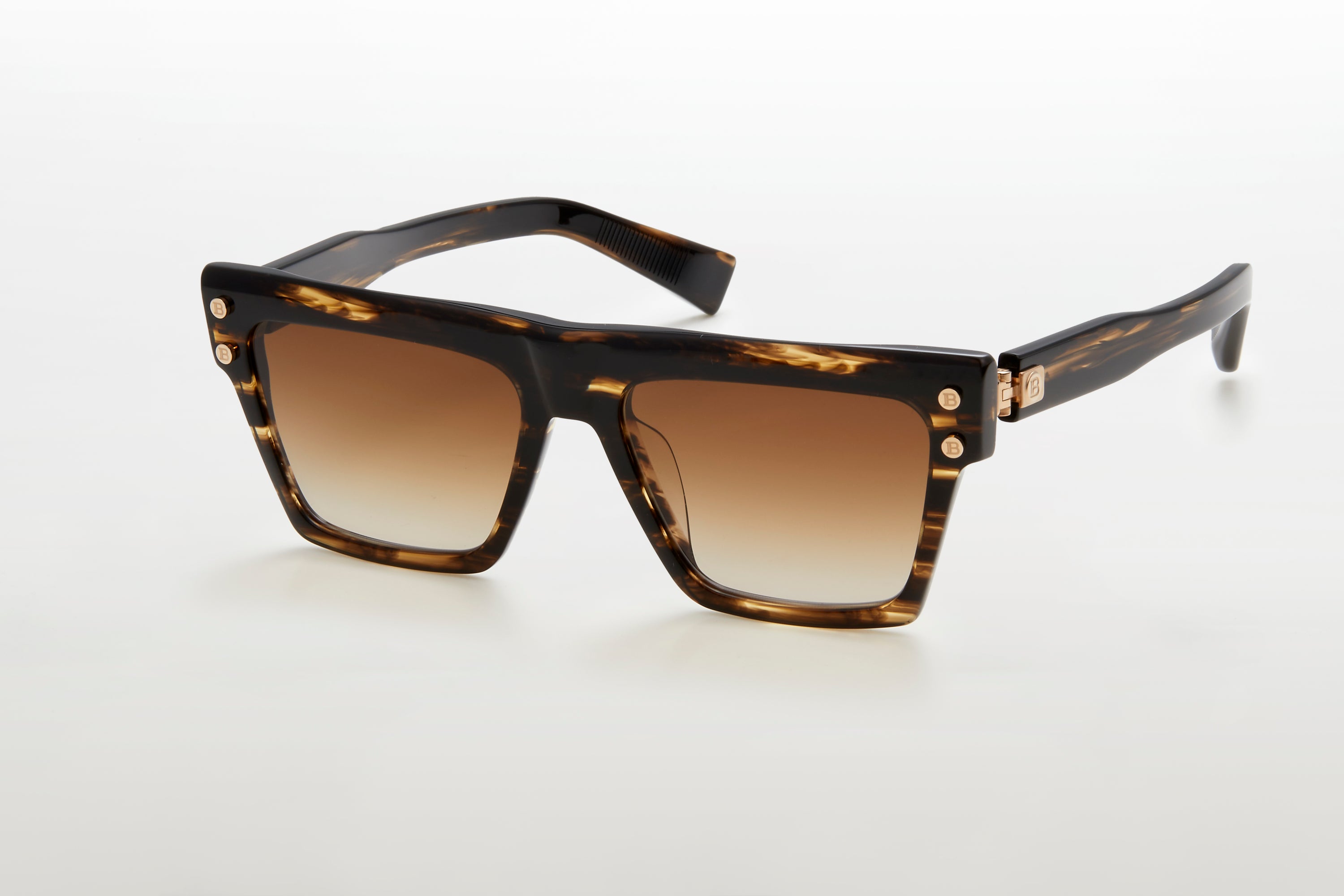 Unisex | B - V Sunglass | Dark Brown Swirl - White Gold | Dark Brown Gradient