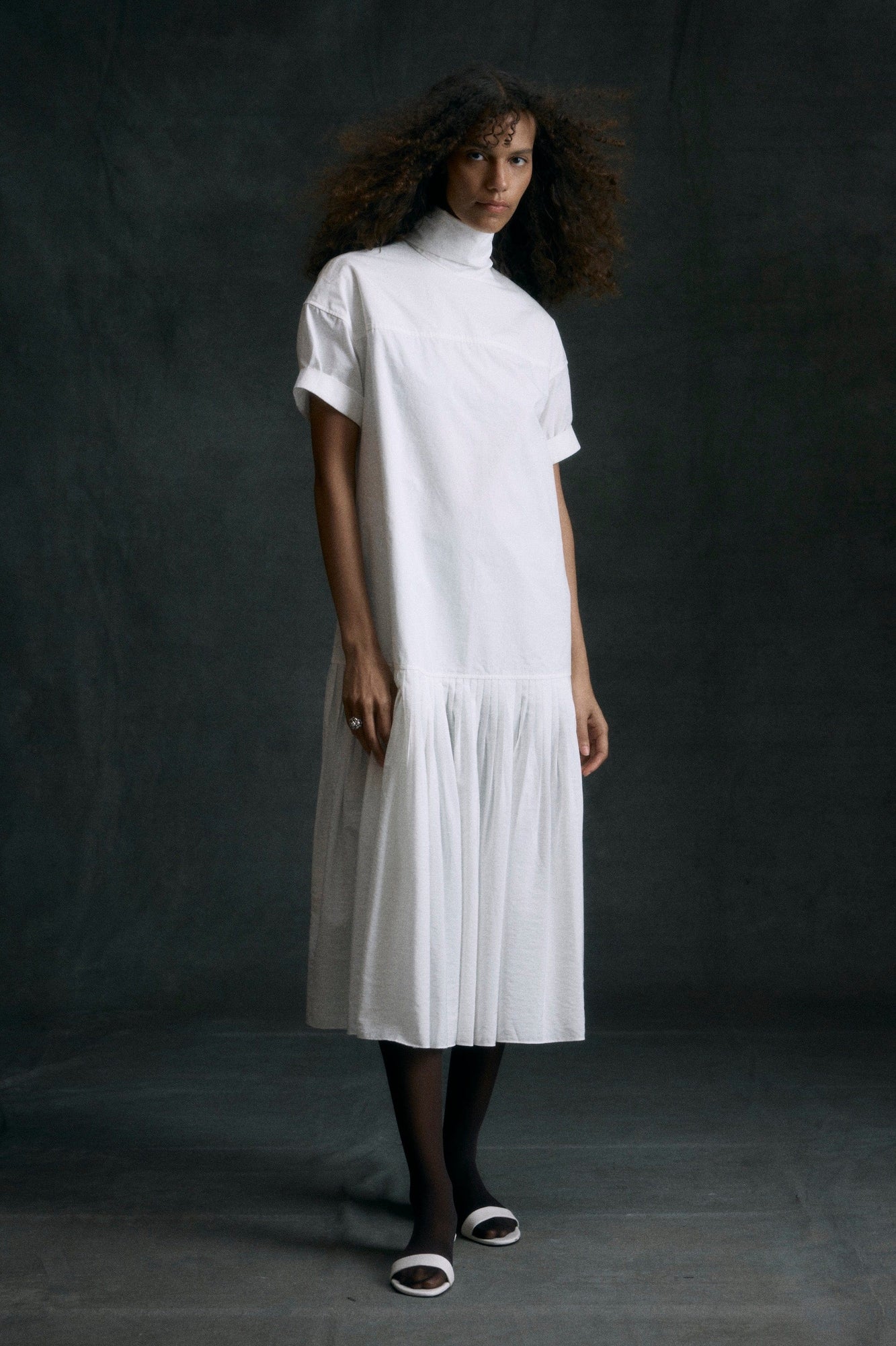Shelby | Babba Shirred Scarf-Neck Dress in Size Small