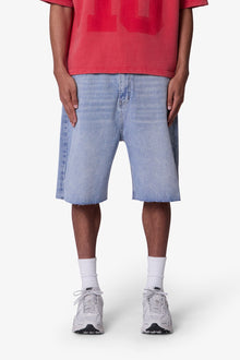 Baggy Cut Off Denim Shorts | Light Blue