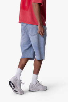 Baggy Cut Off Denim Shorts | Light Blue