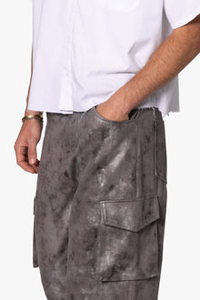 Baggy Dual Tone Sueded Cargo Pants | Grey
