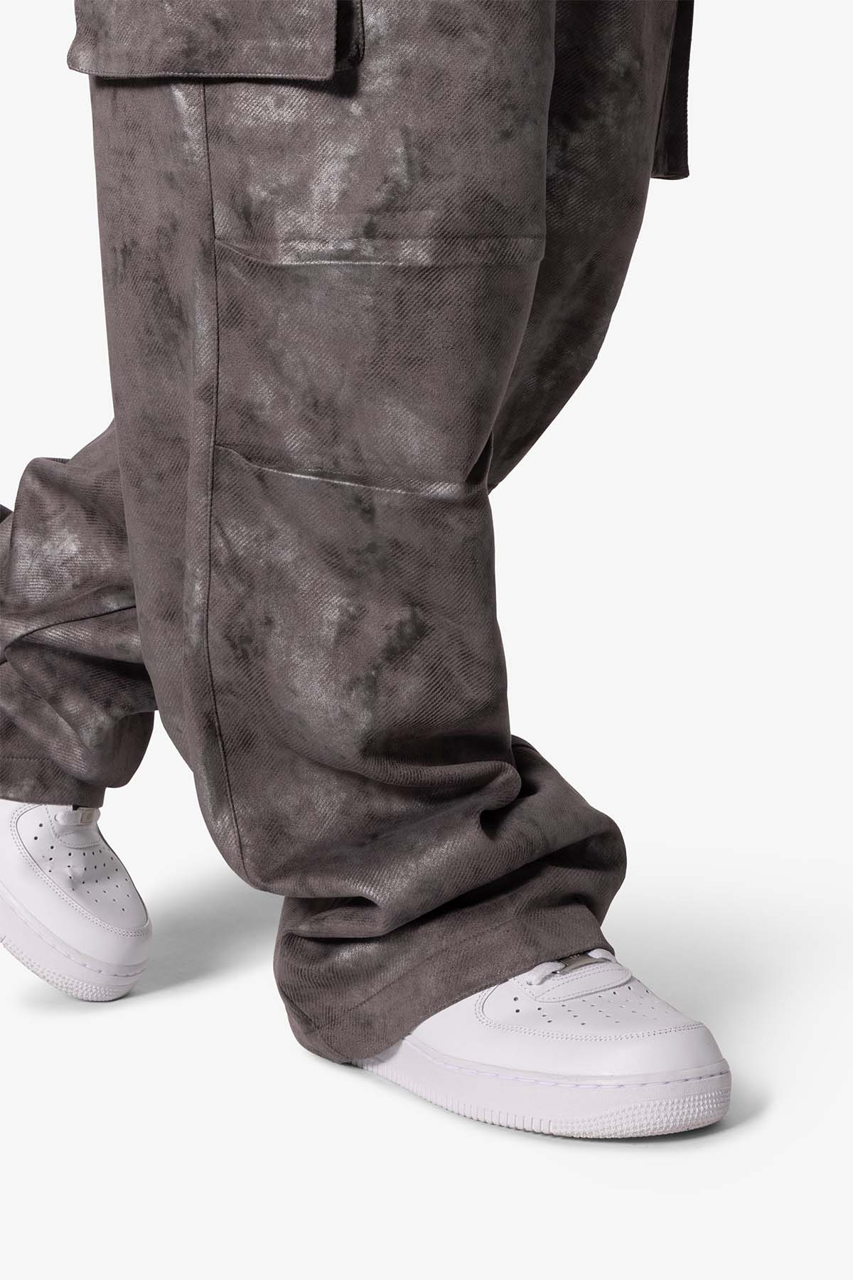 Baggy Dual Tone Sueded Cargo Pants | Grey