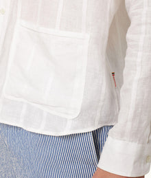 Barkley Tonal Waffle Stripe Linen Resort Overshirt Woven | White
