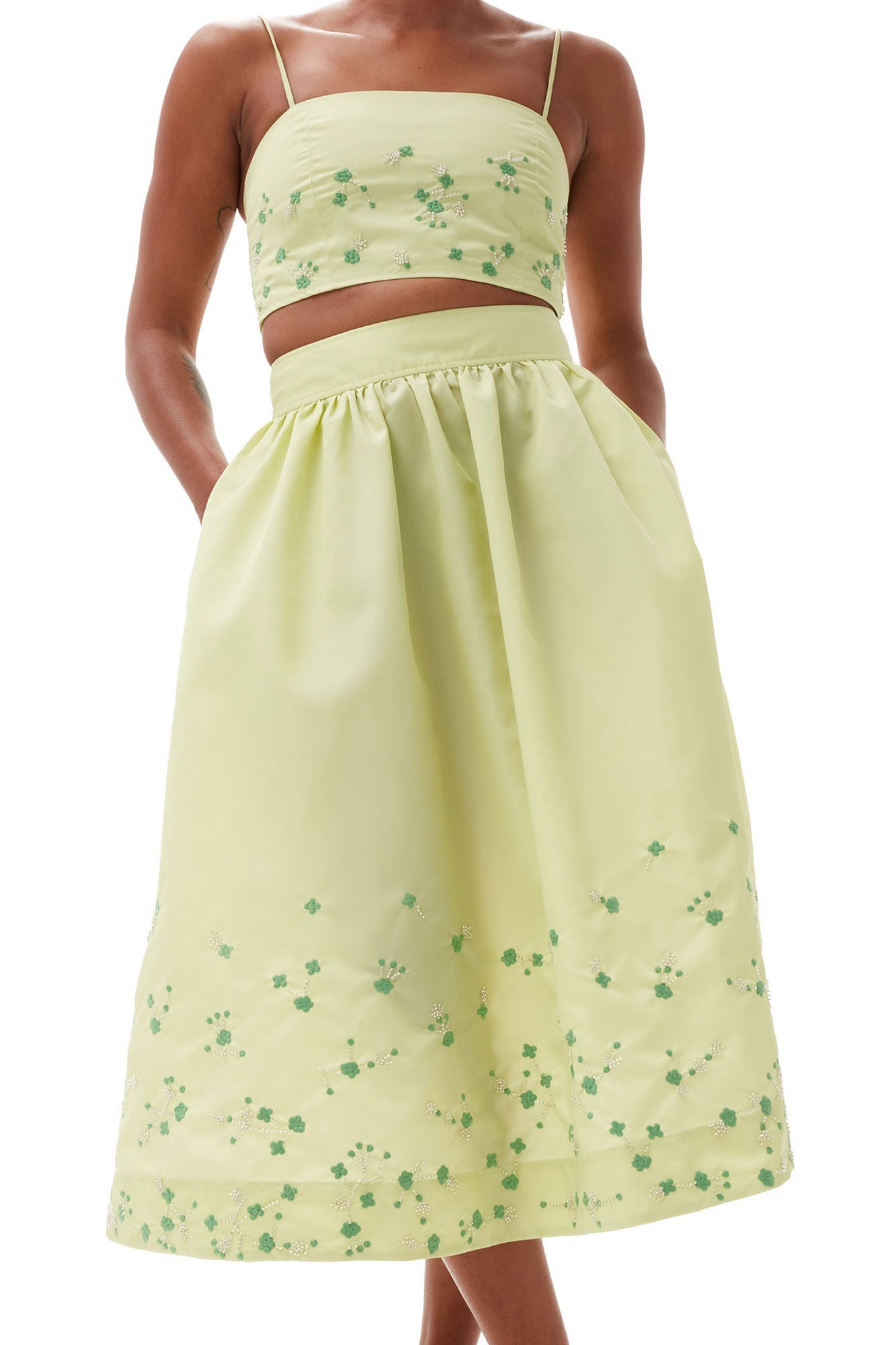 Beaded Nylon Top | Lily Green