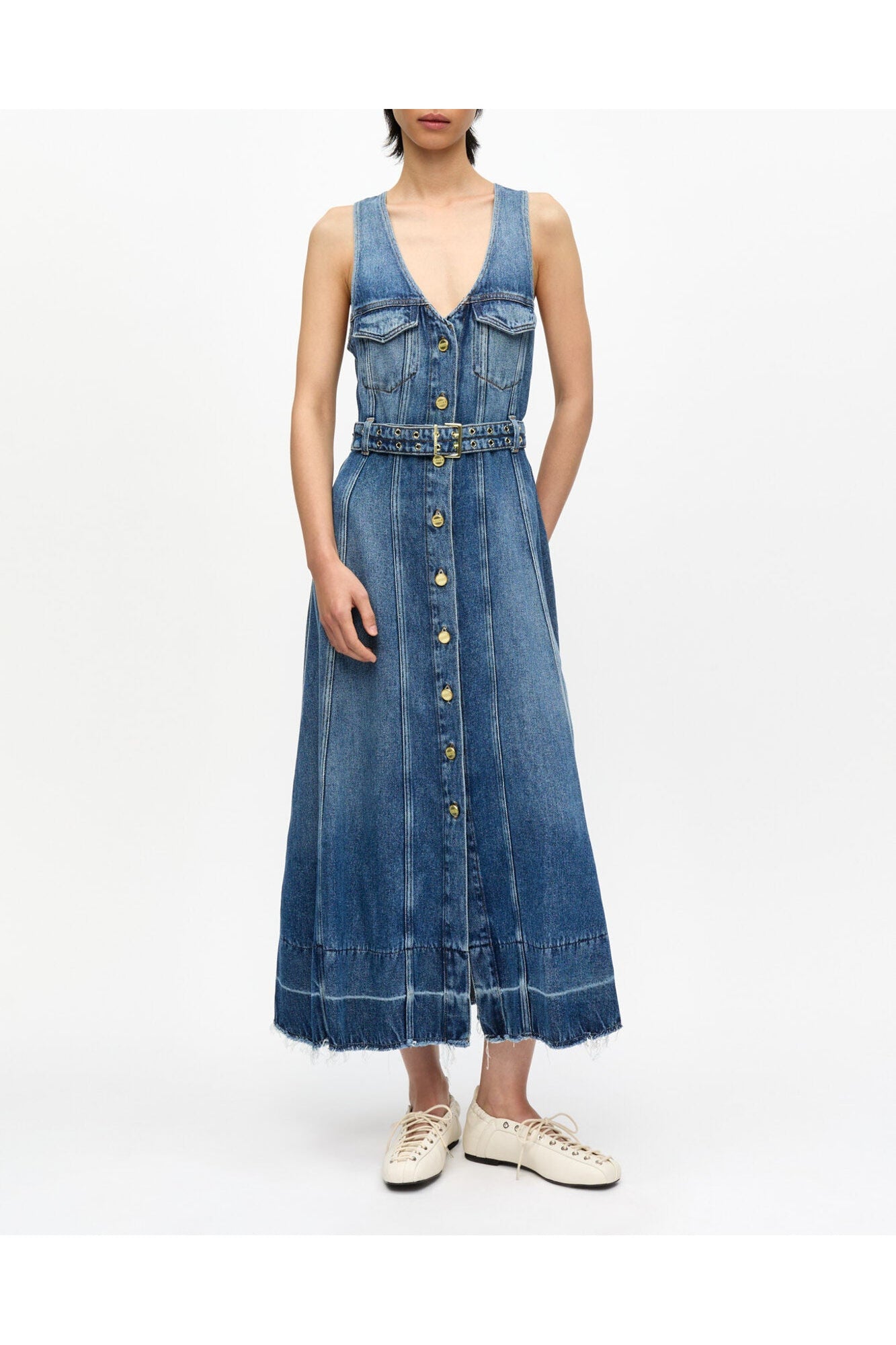 Belted Midi Dress | Mid Blue Vintage