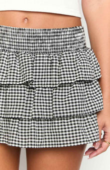 Betsy Ruffle Mini Skirt | Black Gingham
