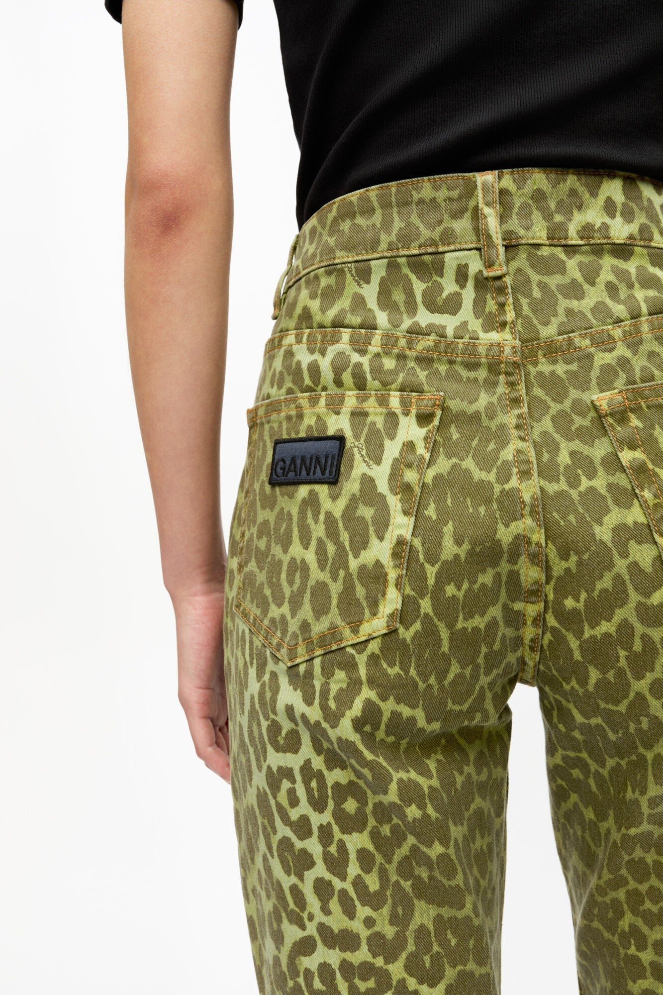 Betzy Jeans in Green Leopard Print | Celery