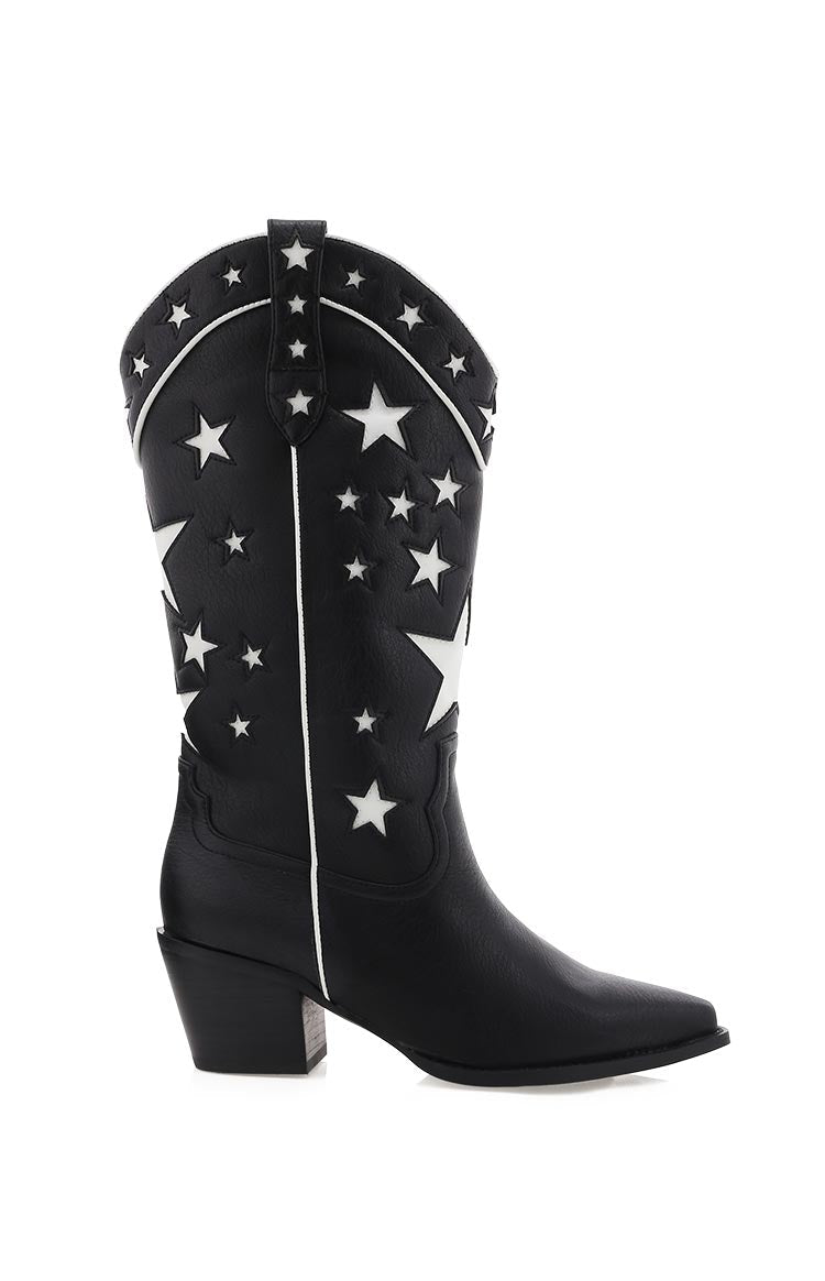 Billini Dollie Cowboy Boots | Black And White
