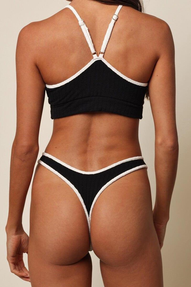 Simple Sport Top | Black Cream Binded Terry Rib