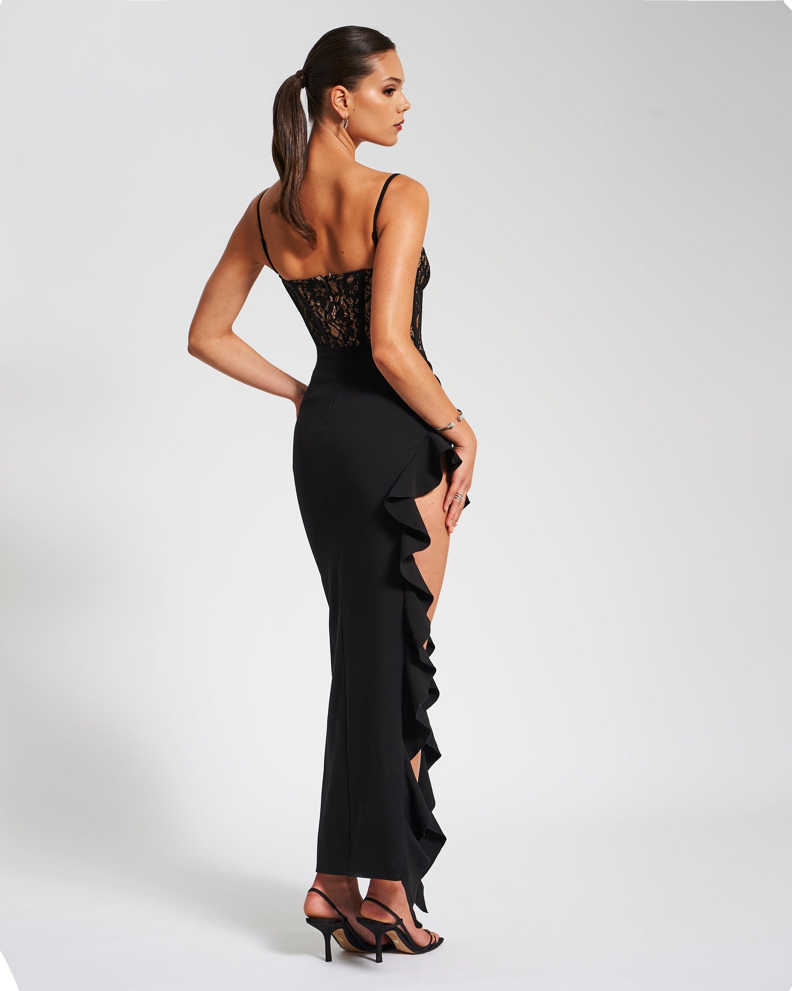 Junia Lace Corset Maxi Dress | Black