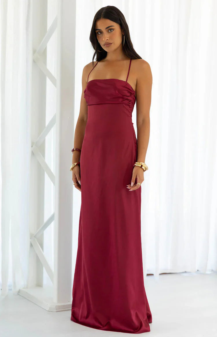 Blaise Satin Maxi Dress | Burgundy