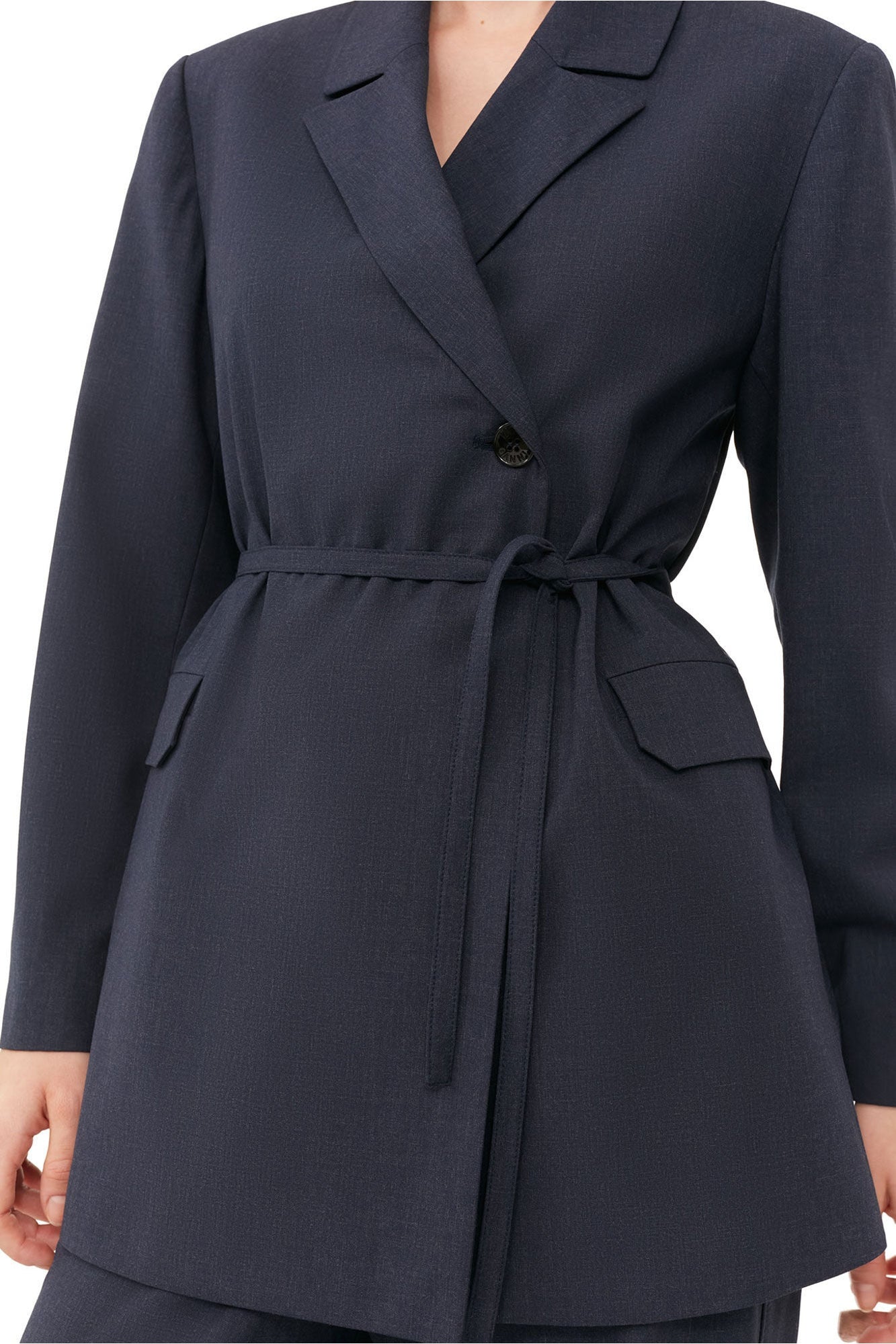 Blue Drapey Melange Blazer | Sky Captain