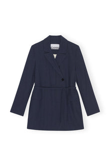 Blue Drapey Melange Blazer | Sky Captain