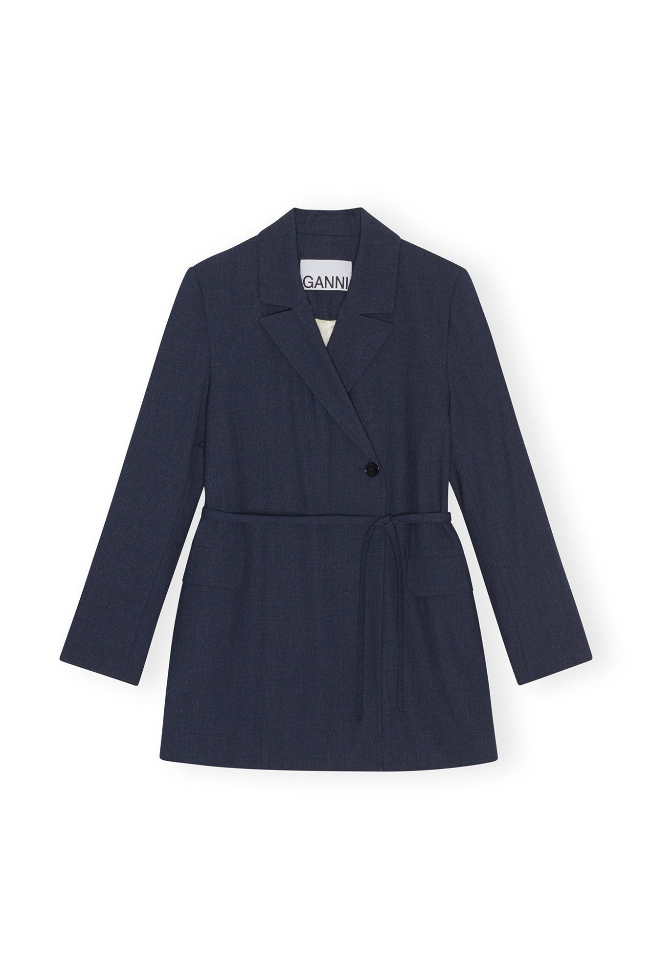 Blue Drapey Melange Blazer | Sky Captain