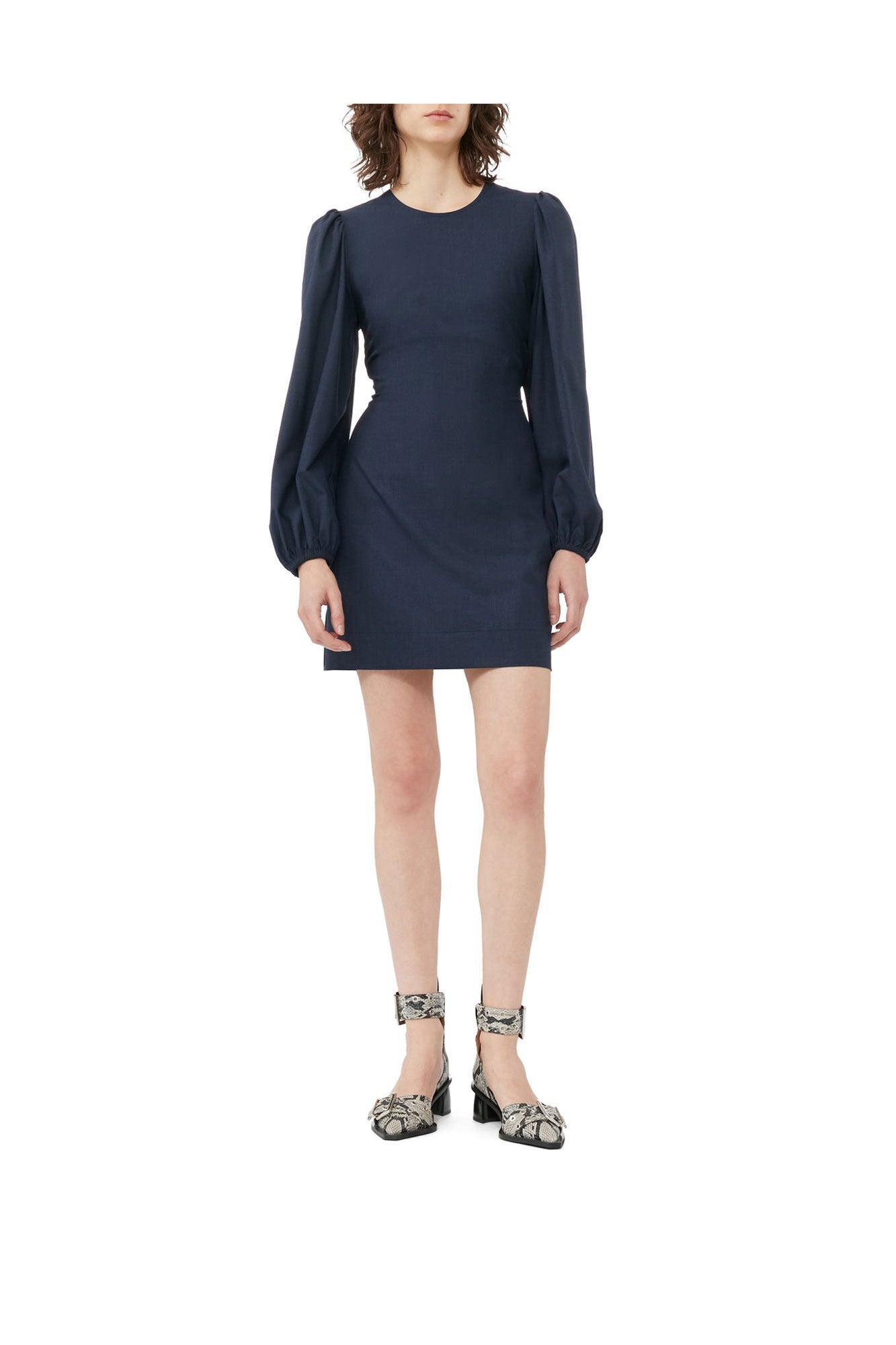 Blue Drapey Melange Open Back Mini Dress | Sky Captain