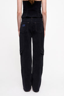 Blue Washed Corduroy Cargo Trousers | Sky Captain