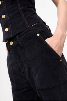 Blue Washed Corduroy Cargo Trousers | Sky Captain
