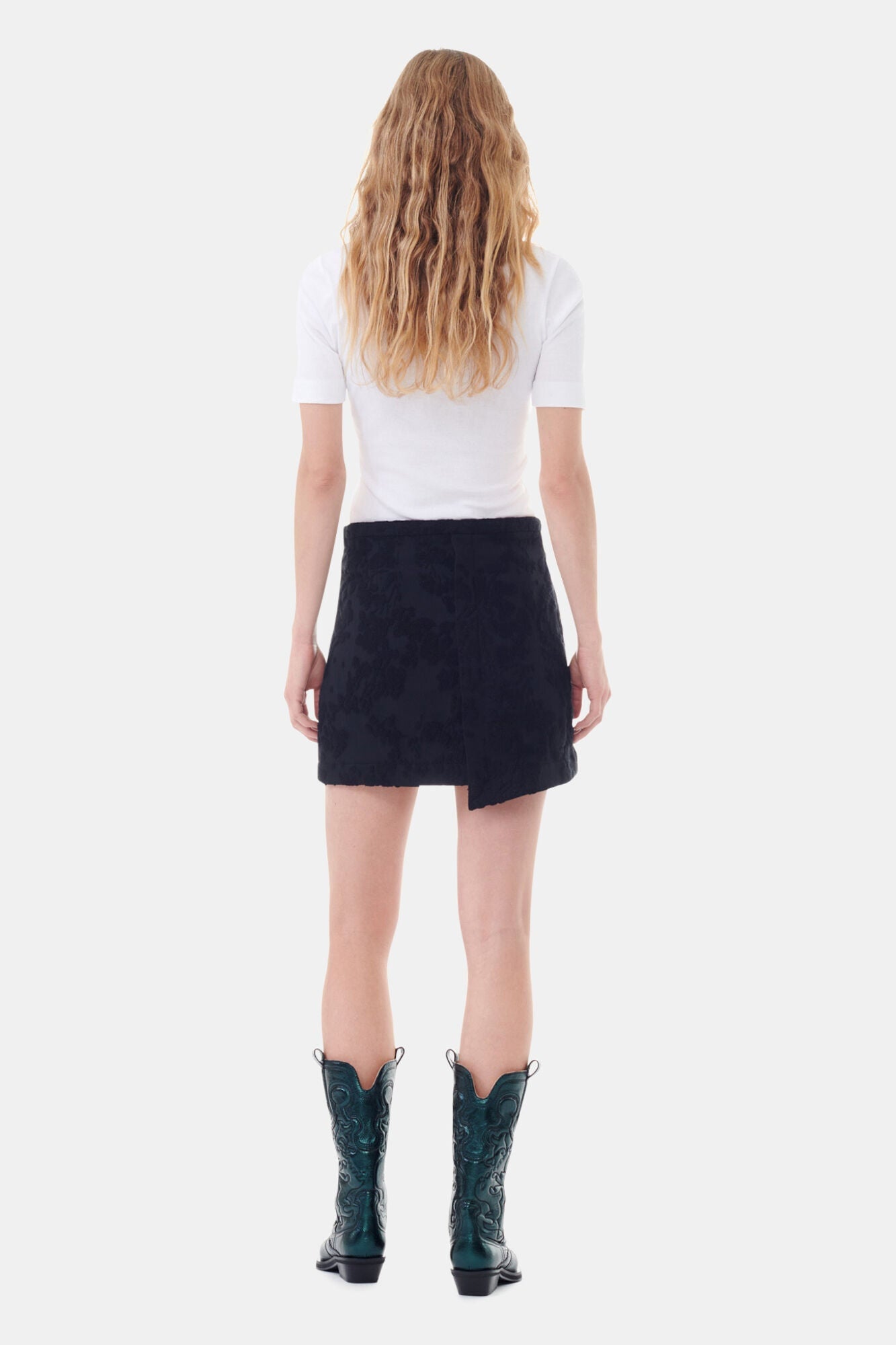 Boucle Jacquard Suiting Mini Skirt | Black