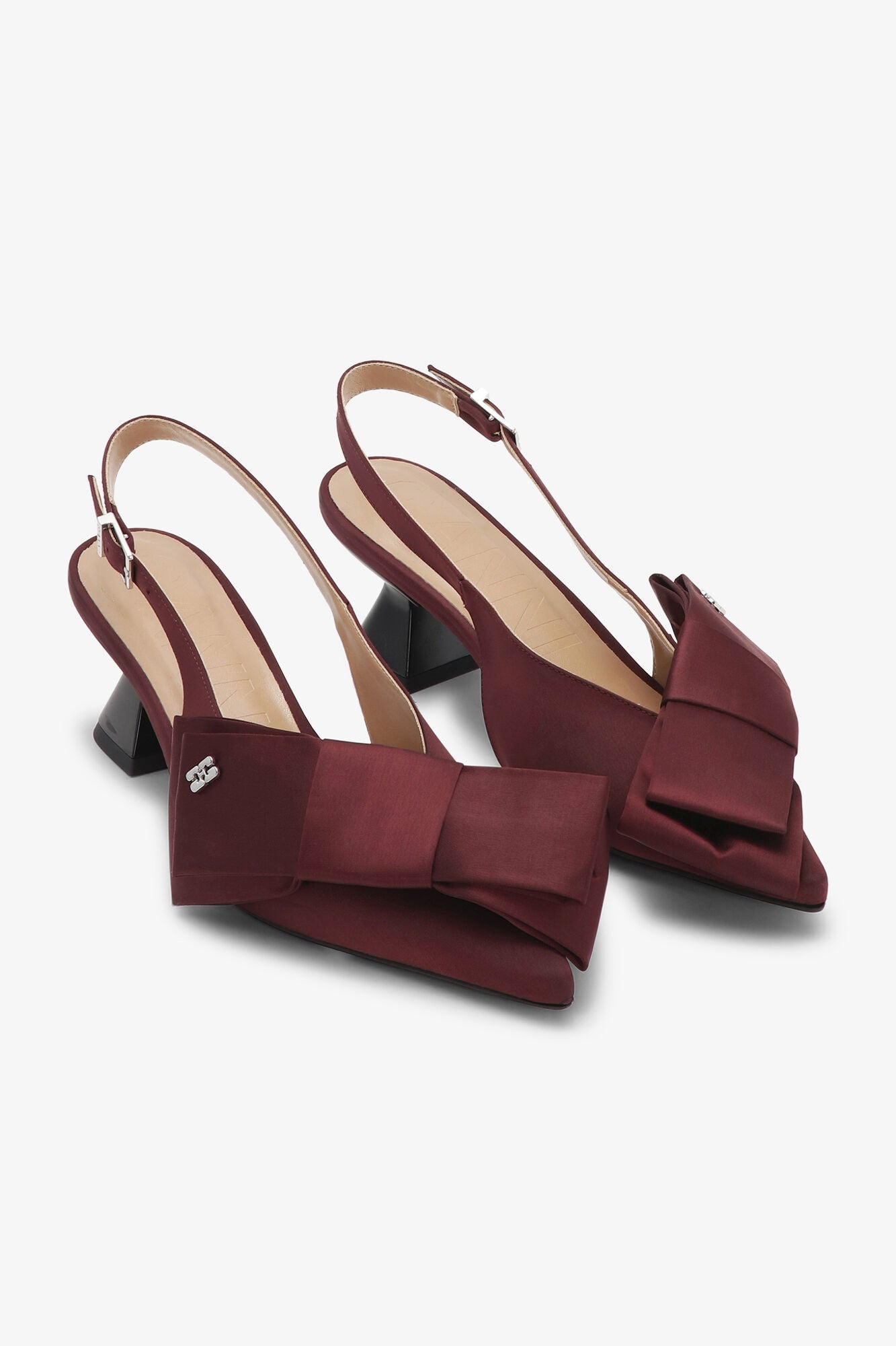 Bow Kitten Heel Pumps | Dark Burgundy