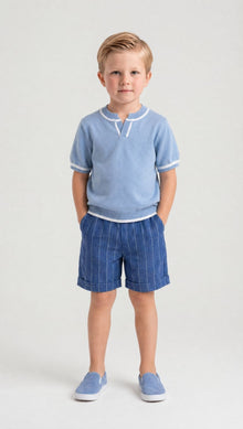 Boy | Navy Striped Linen Shorts