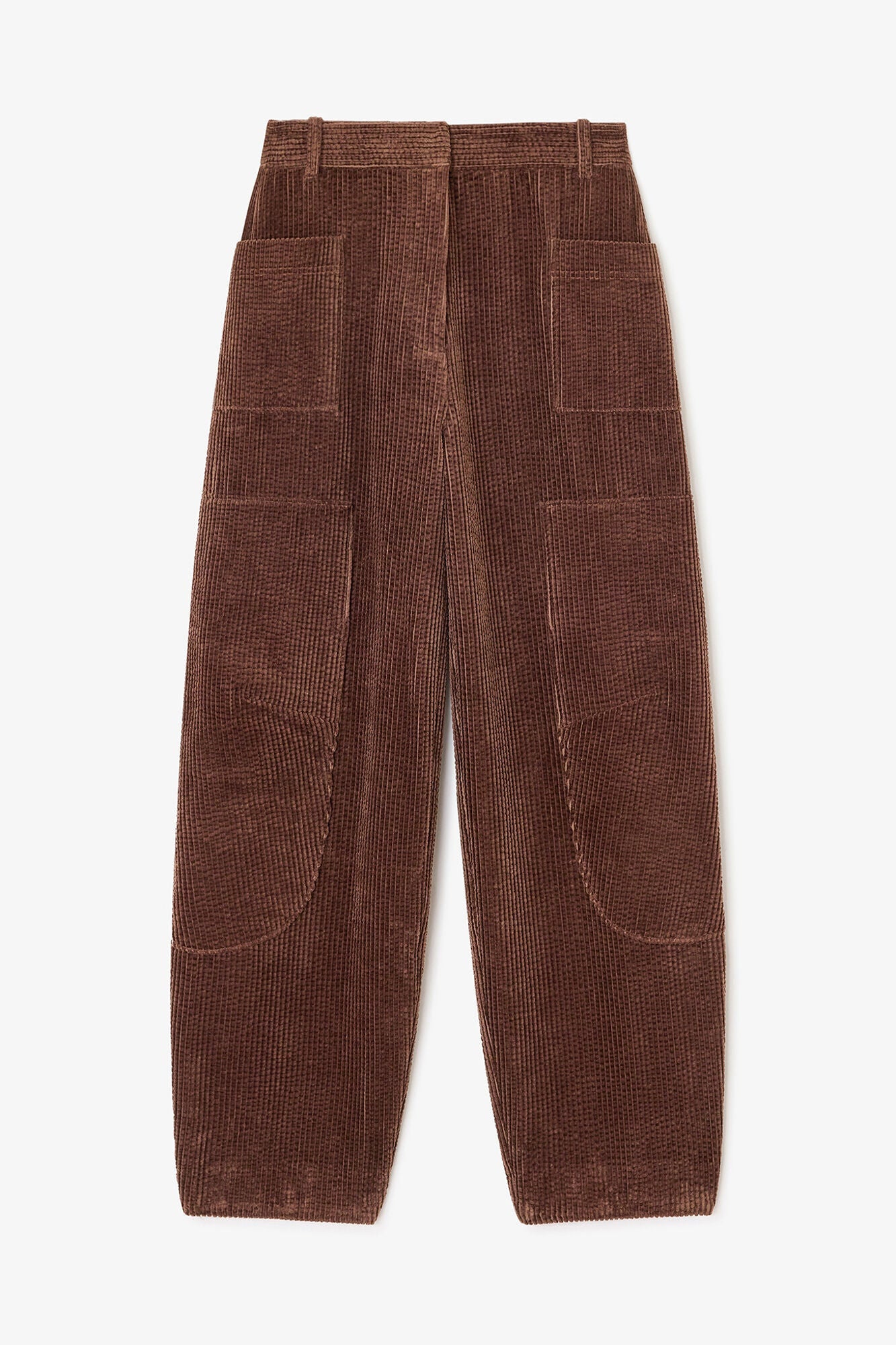 Brown Corduroy Curved Trousers | Chicory Coffee