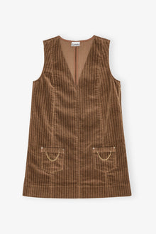 Brown Corduroy Mini Dress | Rain Drum