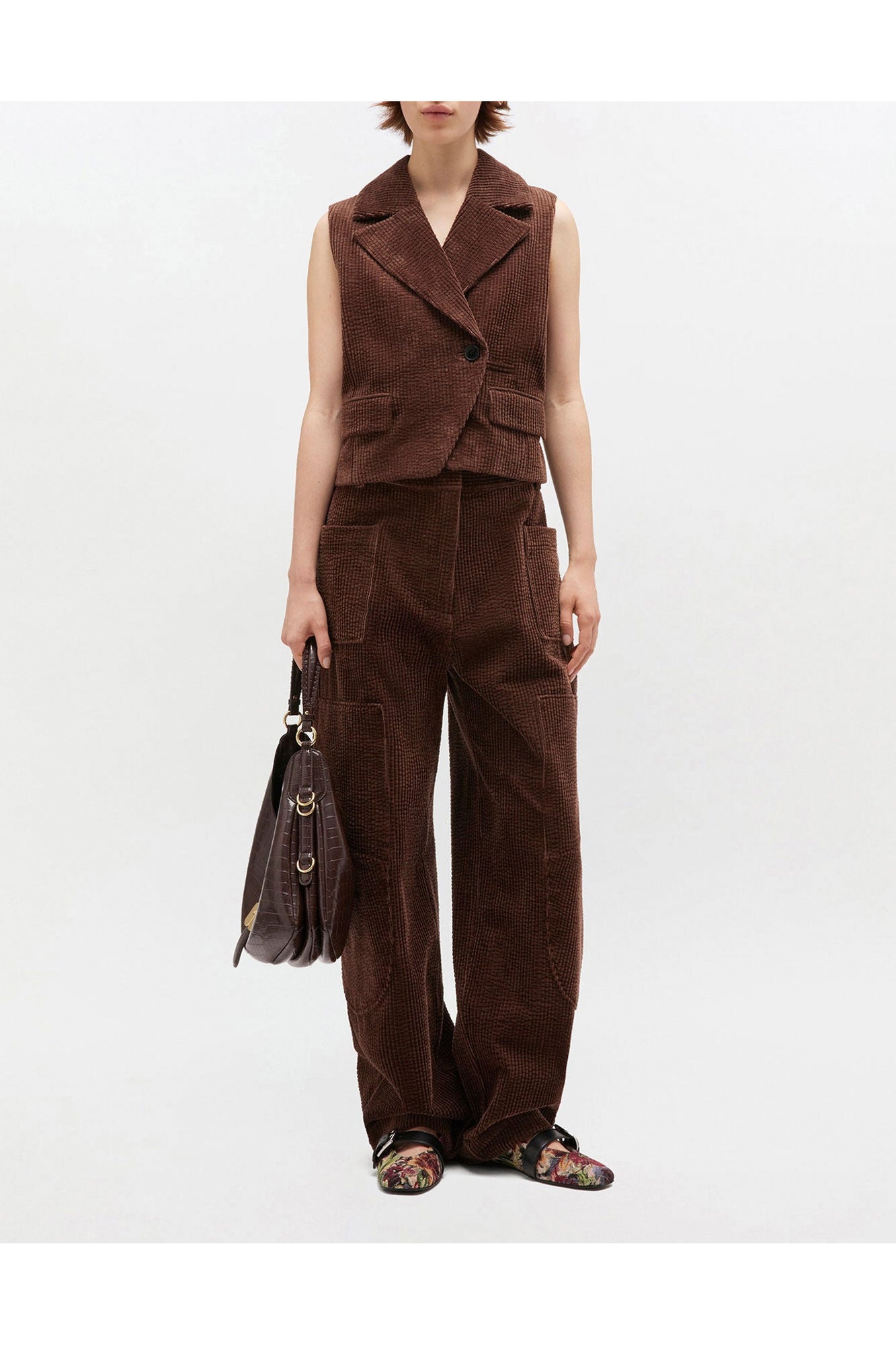 Brown Corduroy Vest | Chicory Coffee