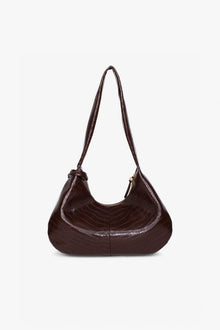 Brown Croco Medium Hobo Bag | Chocolate Fondant