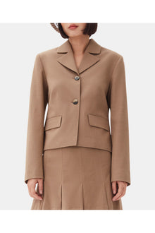Brown Drapey Melange Fitted Blazer | Tiger's Eye