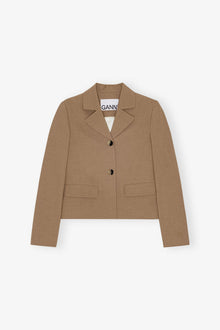 Brown Drapey Melange Fitted Blazer | Tiger's Eye