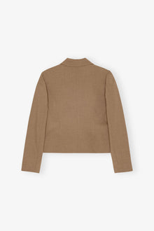 Brown Drapey Melange Fitted Blazer | Tiger's Eye