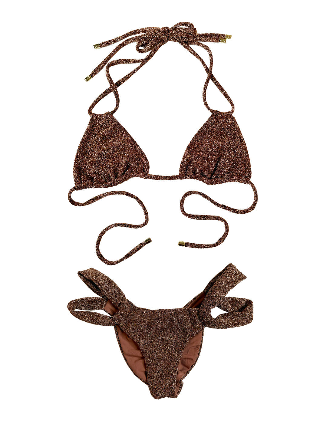 Casey Triangle Top | Brown Glitter