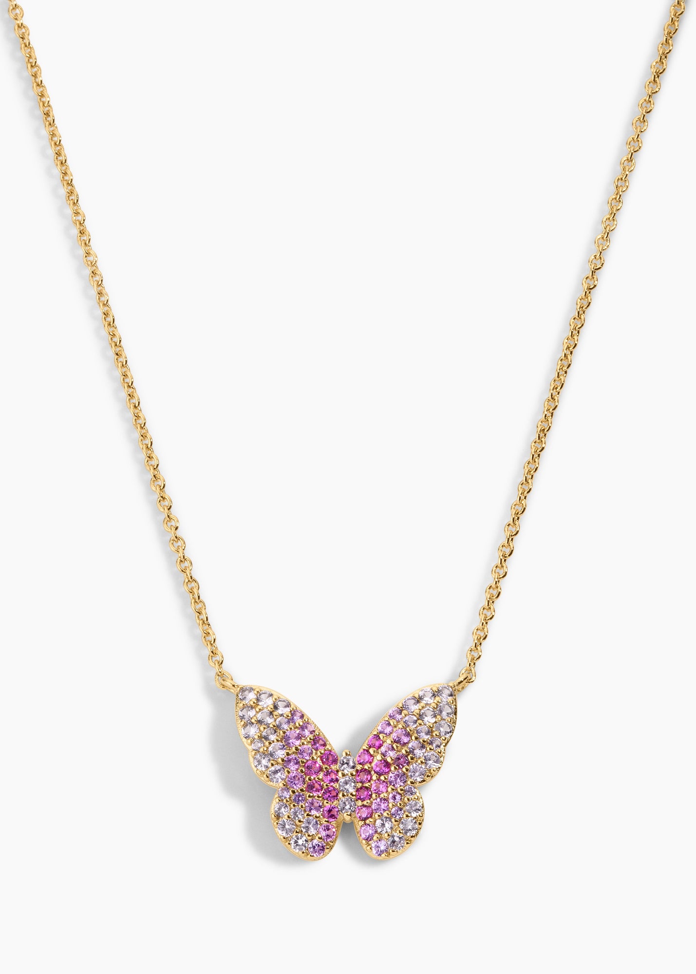Brielle Butterfly Necklace | Ombre Pink Crystals | 14K Gold Plated