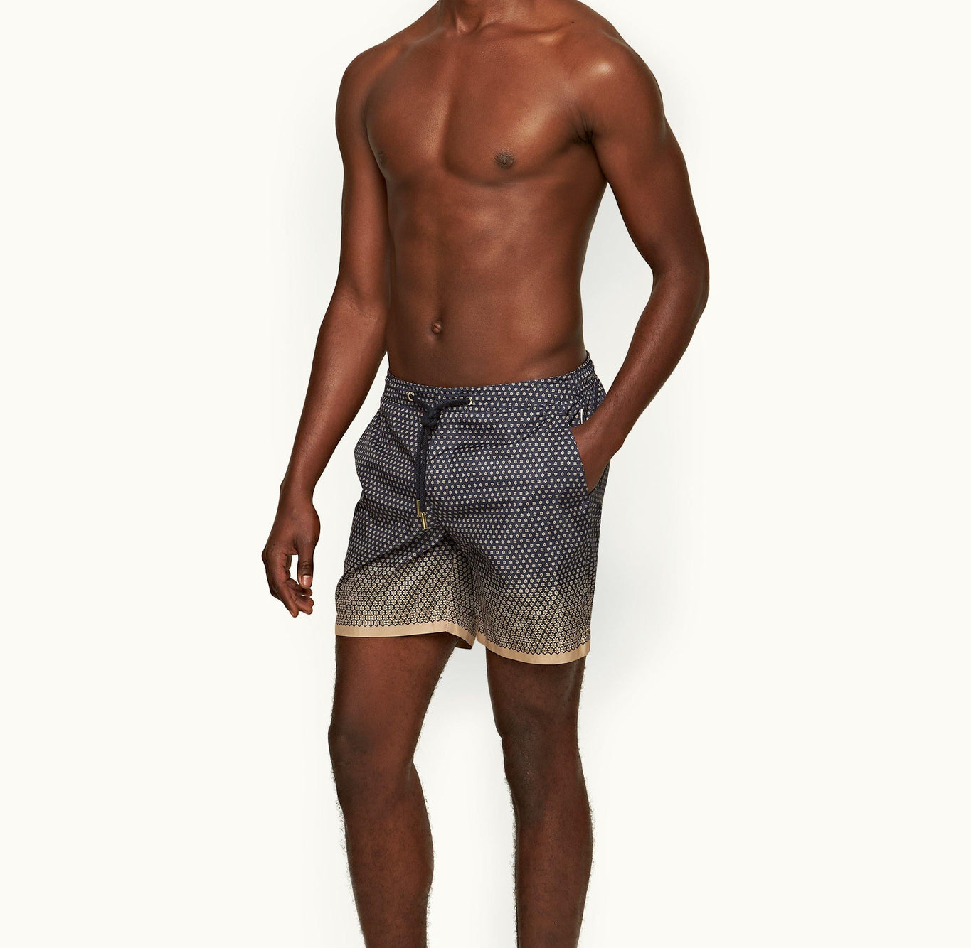 Bulldog Drawcord Floret Mid-Length Drawcord Swim Shorts | Biscuit/Night Iris