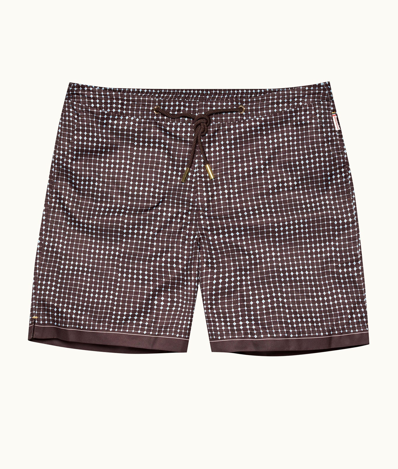 Bulldog Drawcord Print Mid-Length Drawcord Swim Shorts | Truffle/Light Sky Pool