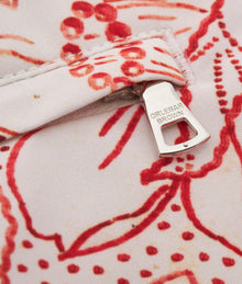 Bulldog Floral Nouveau Print Mid-Length Swim Shorts Woven | Summer Red/White Sand